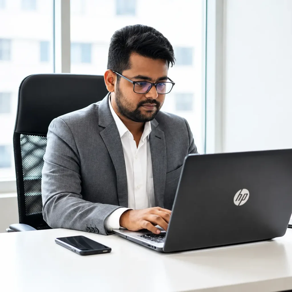 businessman-working-on-laptop-in-office-samarthana-image