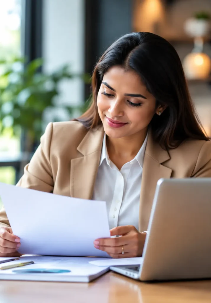 professional-woman-reviewing-business-documents-samarthana